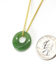 Baikalla Jewelry Jade Pendant Necklace Genuine HeTian Nephrite Green Jade Lucky KouKou Circle Pendant Necklace