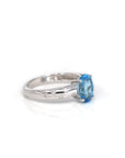 Baikalla Jewelry Gold Topaz Ring 14k White Gold Genuine Swiss Blue Topaz Ring with Diamonds