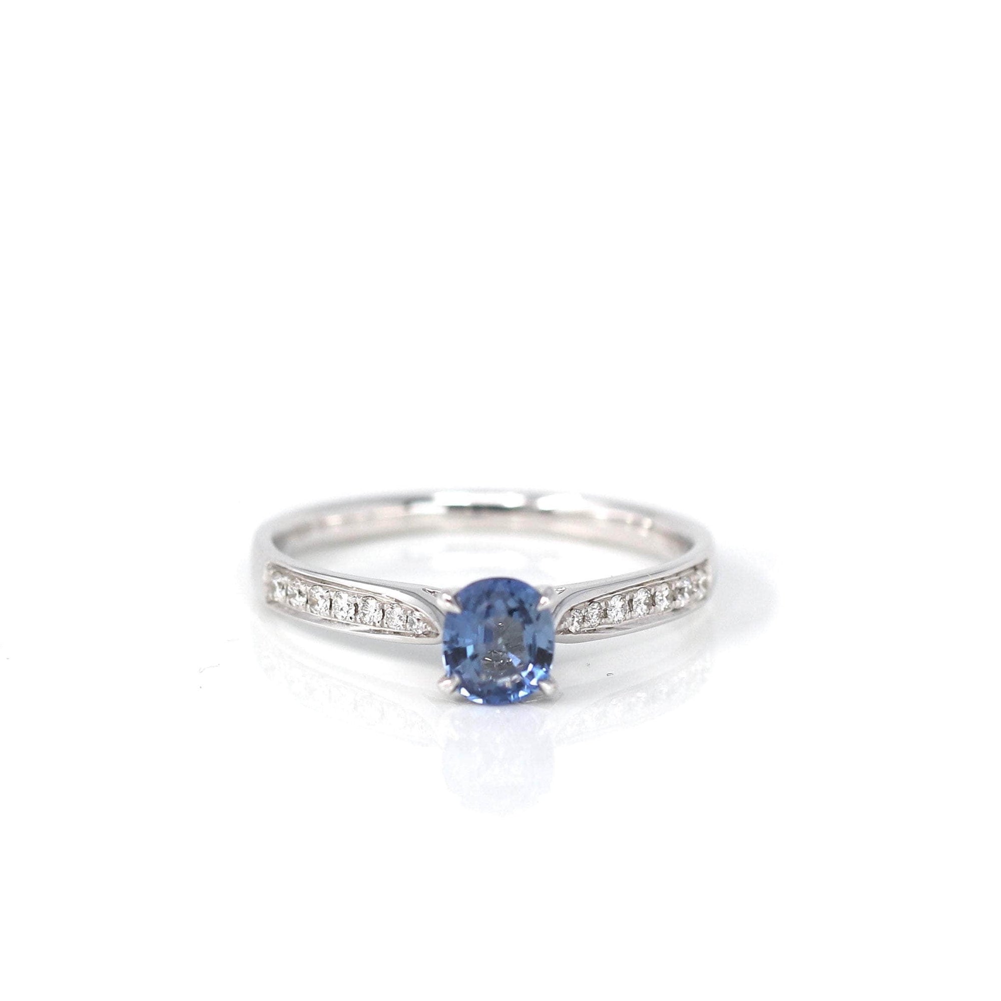 Baikalla Jewelry Gold Sapphire Ring 18k White Gold Natural Blue Sapphire Ring with Diamonds