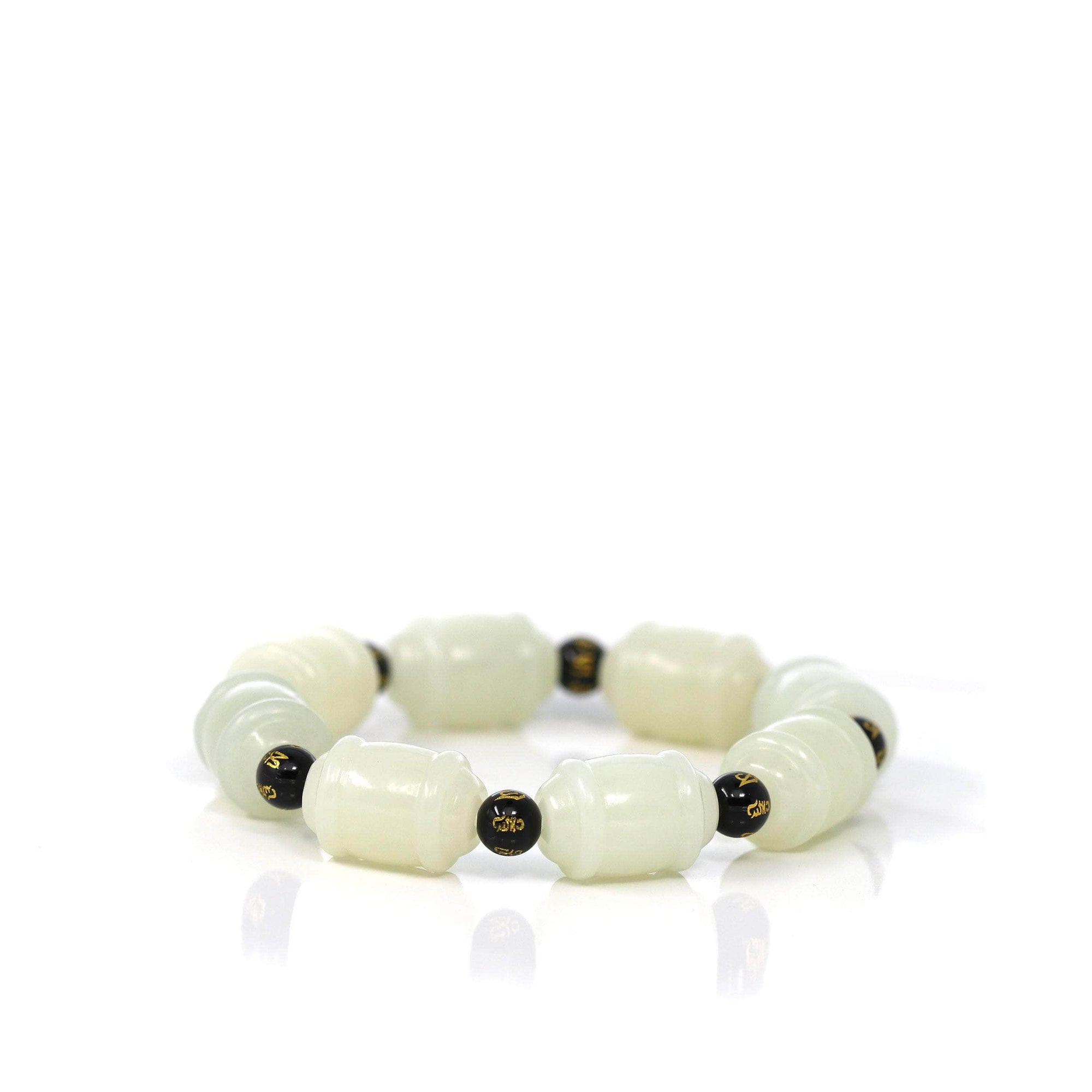 Baikalla Jewelry jade beads bracelet Genuine Nephrite Jade Buddha Symbol TongTong Men&#39;s Bracelet