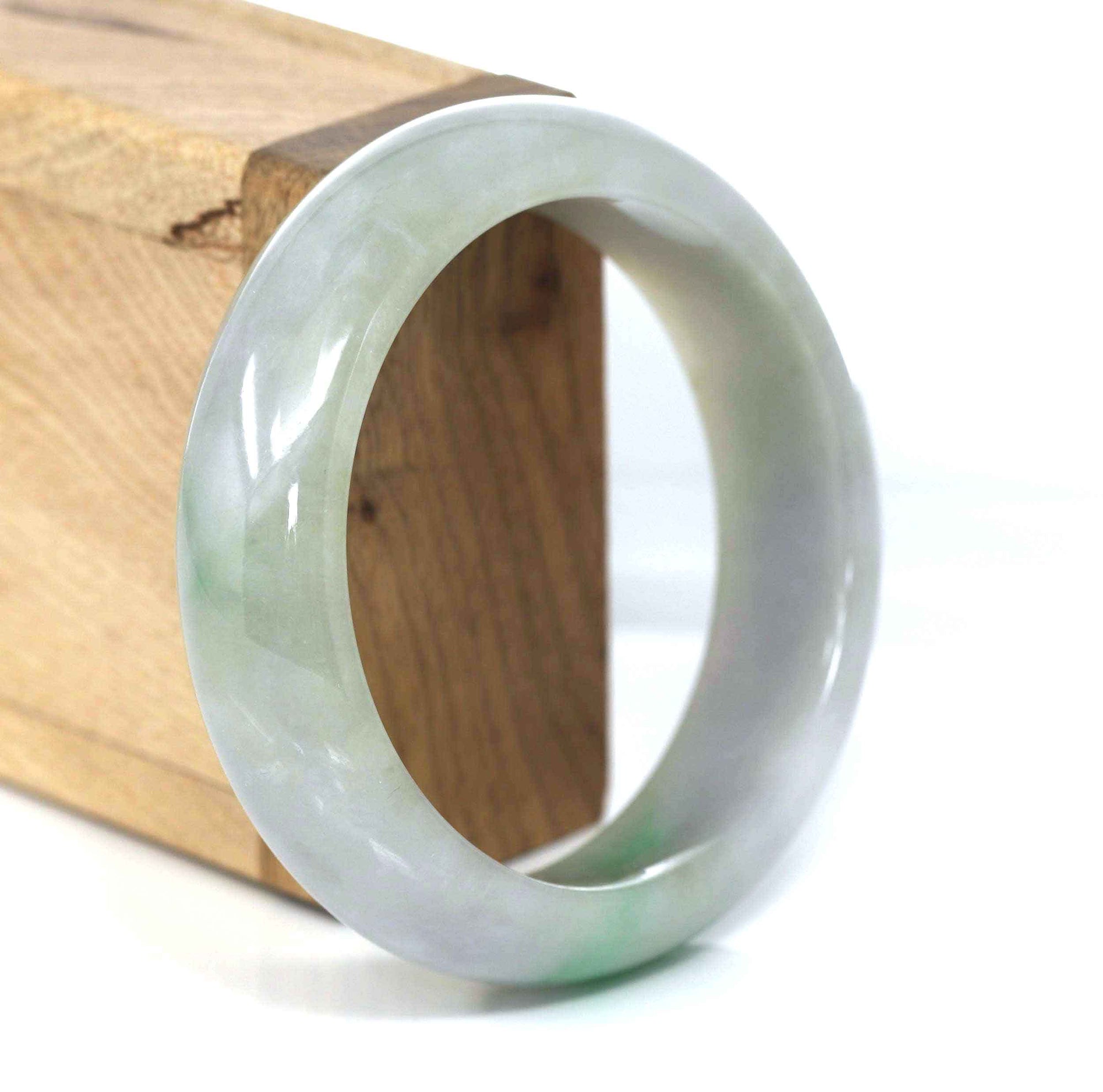 Baikalla Jewelry Jadeite Jade Bangle Bracelet High-quality Lavender-Green Natural Burmese Jadeite Jade Bangle (57.08 mm ) #485