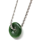 Baikalla Jewelry Jade Pendant Necklace Genuine HeTian Nephrite Green Jade Lucky KouKou Circle Pendant Necklace