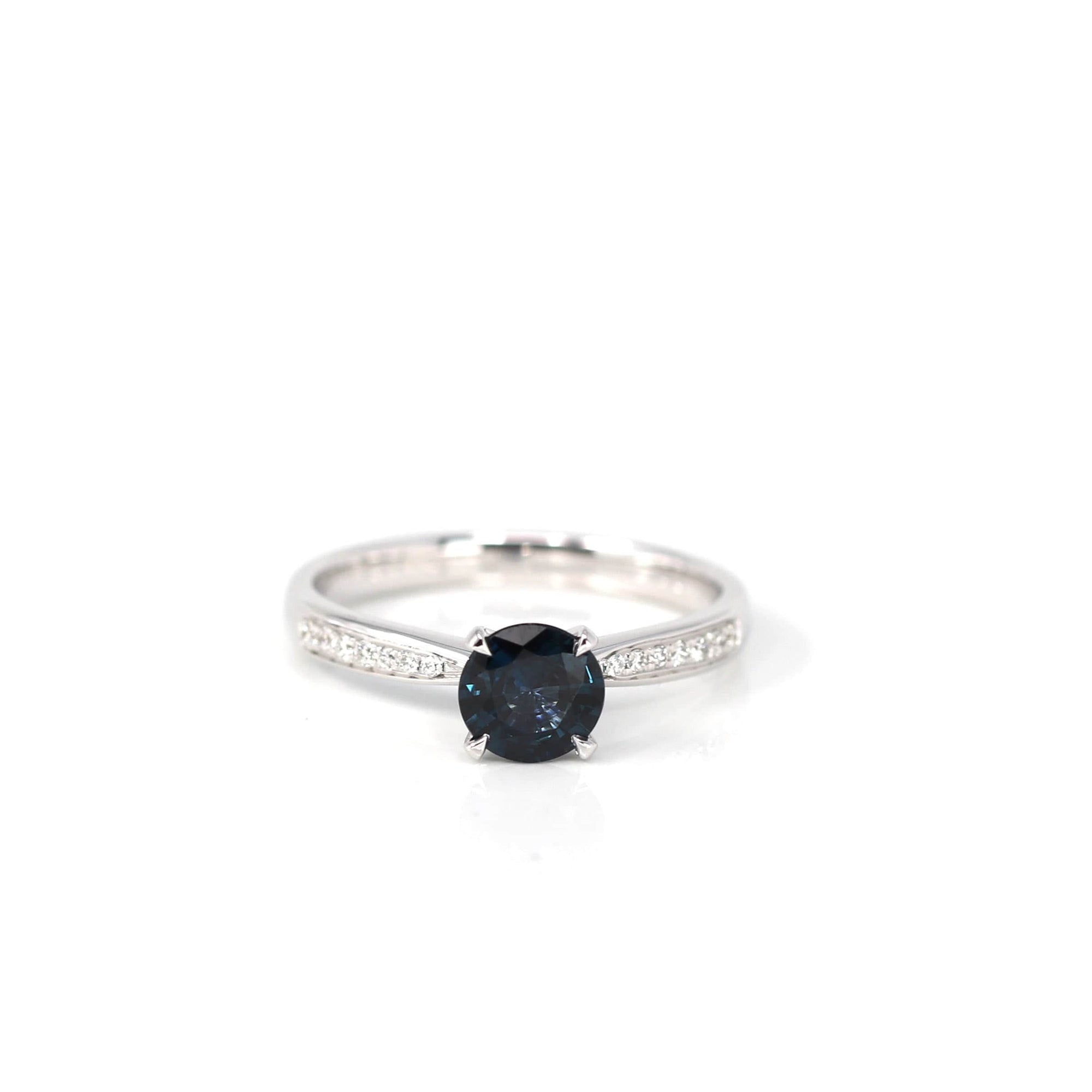 Baikalla Jewelry Gold Sapphire Ring 5 18k White Gold Natural Blue Sapphire Ring with Diamonds