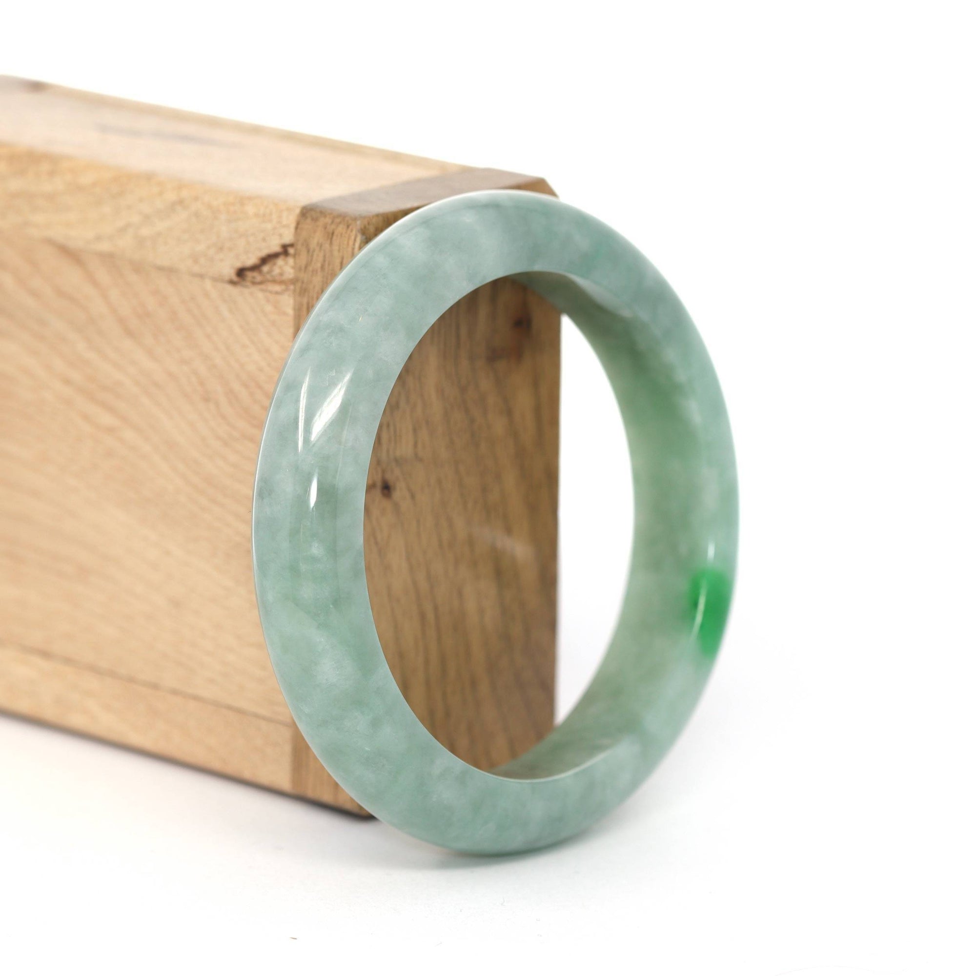 Baikalla Jewelry Jadeite Jade Bangle Bracelet Baikalla &quot;Classic Bangle&quot; Deep Green Natural Burmese Jadeite Jade Bangle ( 55.06mm )