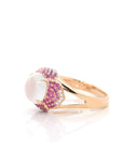 Baikalla Jewelry Jadeite Engagement Ring 18k Rose Gold Natural Ice Jadeite Engagement Ring With Diamonds and Ruby