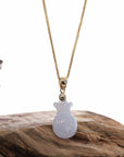 Baikalla Jewelry Jade Pendant Natural Ice Lavender Jadeite Jade Lucky Money Sack Necklace With 14k Yellow Gold Bail