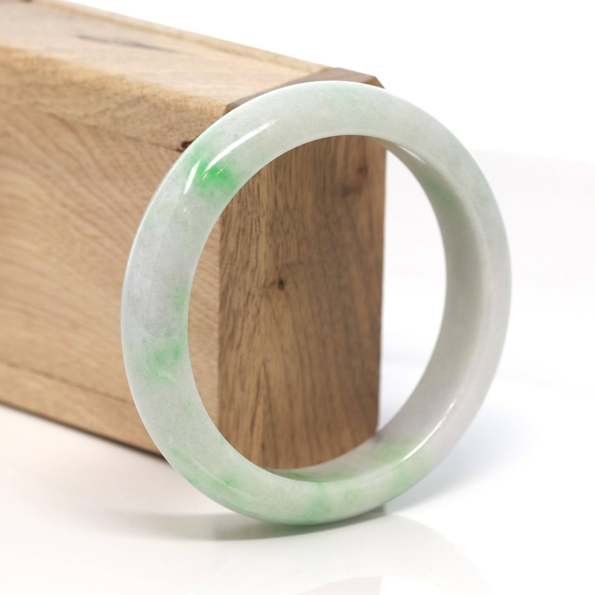 Baikalla Jewelry Jadeite Jade Bangle Bracelet Baikalla™ "Classic Bangle" Genuine Burmese Green Jadeite Jade Bangle Bracelet (58.5 mm) #170