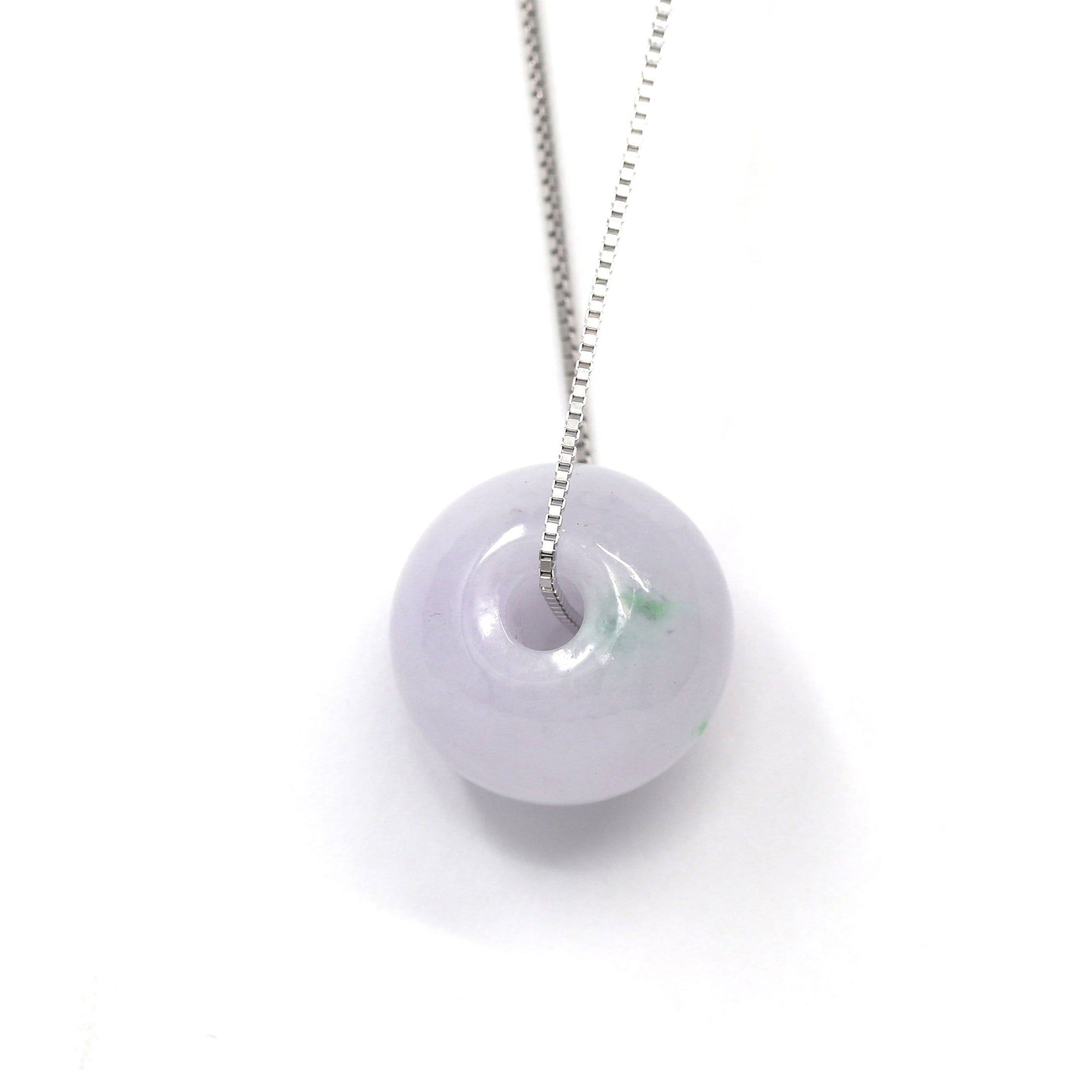 Baikalla Jewelry Jade Pendant Necklace Baikalla™ "Good Luck Button" Necklace Real Lavender Jade Lucky KouKou Pendant Necklace