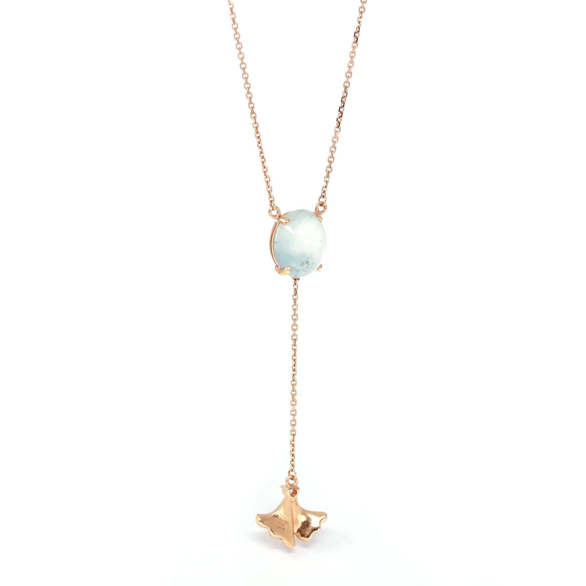 Baikalla Jewelry 18k Gold Jadeite Necklace Baikalla™ "Morning Glory" 18k Rose Gold Genuine Burmese Jadeite Necklace With Diamonds