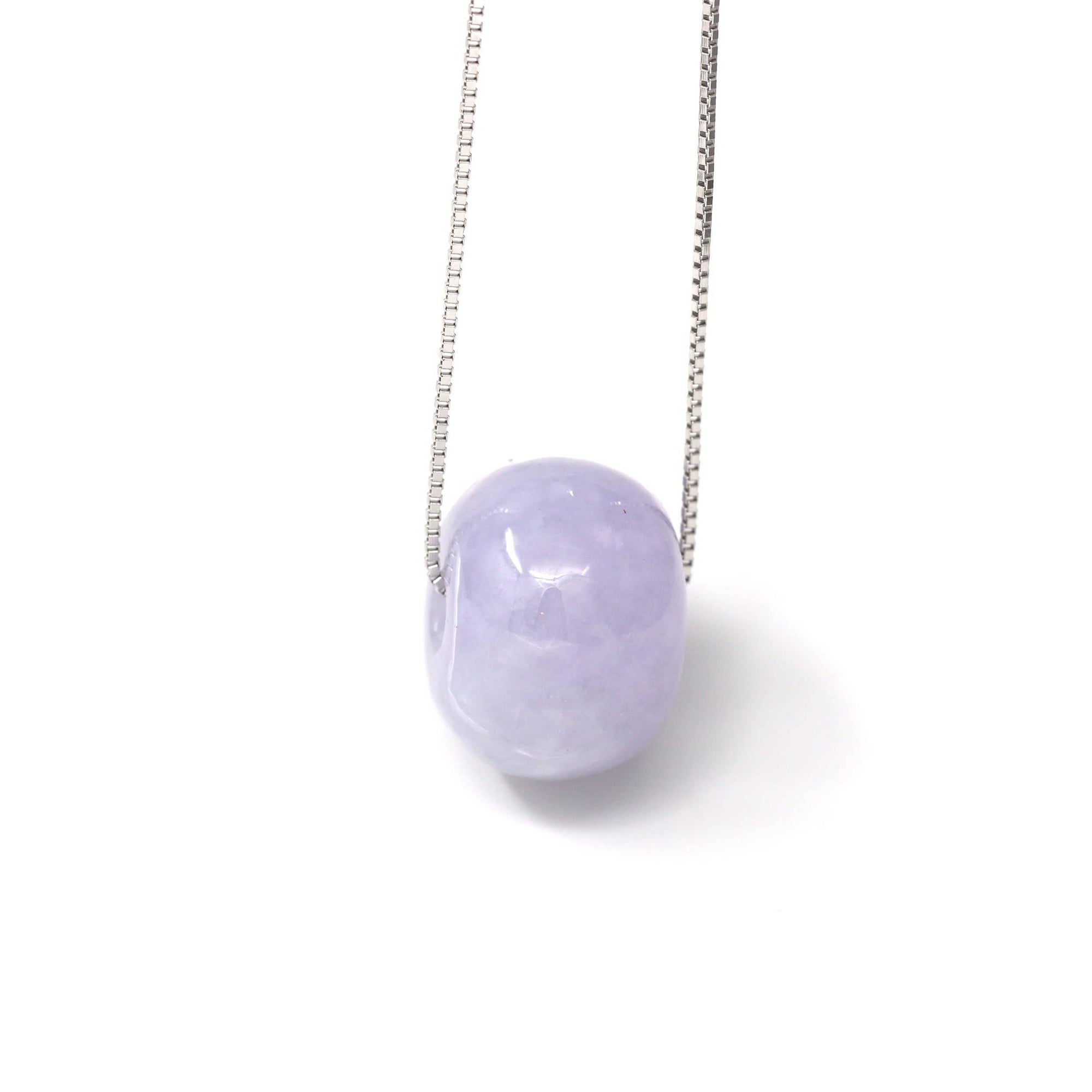 Baikalla Jewelry Jade Pendant Necklace Baikalla™ &quot;Good Luck Button&quot; Necklace Real Lavender Jade Lucky KouKou Pendant Necklace