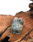 Baikalla Jewelry genuine jadeite carving Baikalla™ Pi Xiu Genuine Burmese Blue Green W/ Yellow Accents Jadeite Jade PiXiu Pendant Necklace (FengShui Lucky)