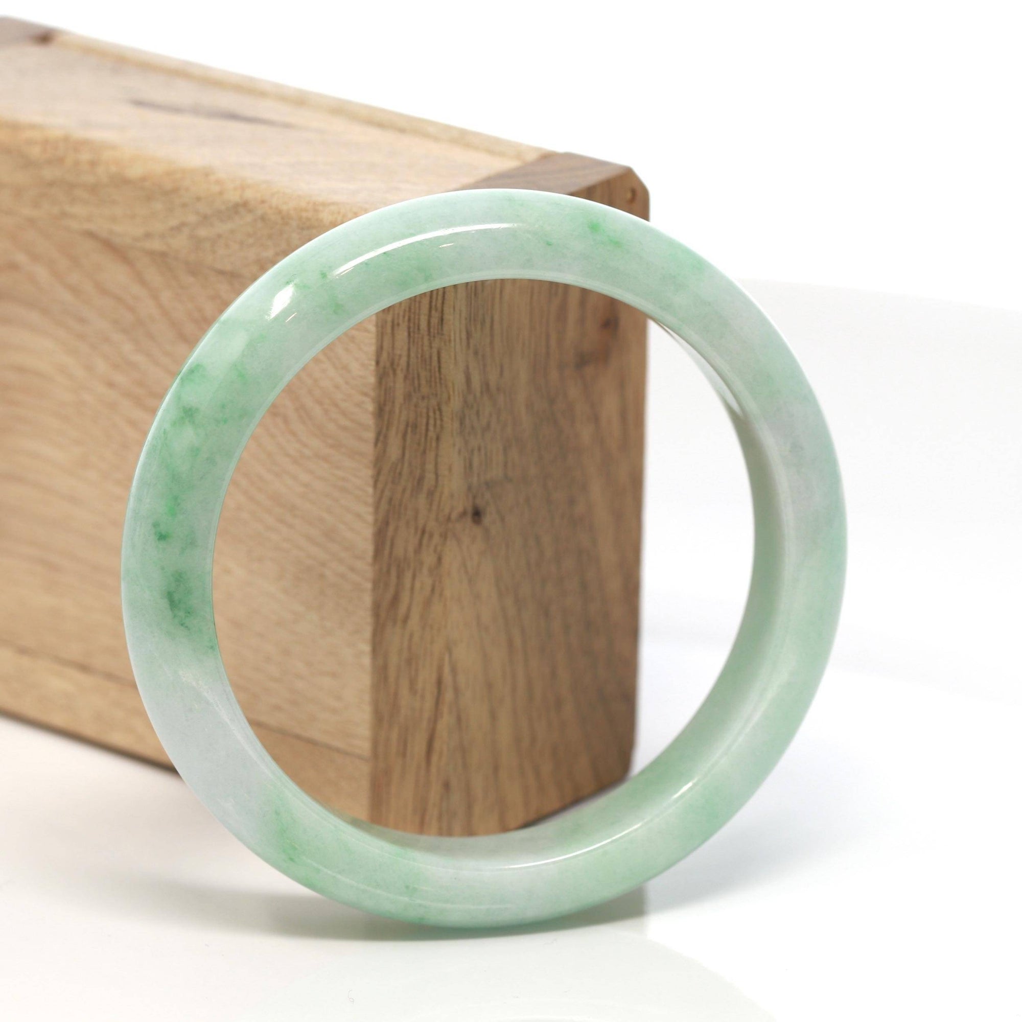 Baikalla Jewelry Jadeite Jade Bangle Bracelet Baikalla™ "Classic Bangle" Genuine Burmese Green Jadeite Jade Bangle Bracelet ( 58.4 mm) #131