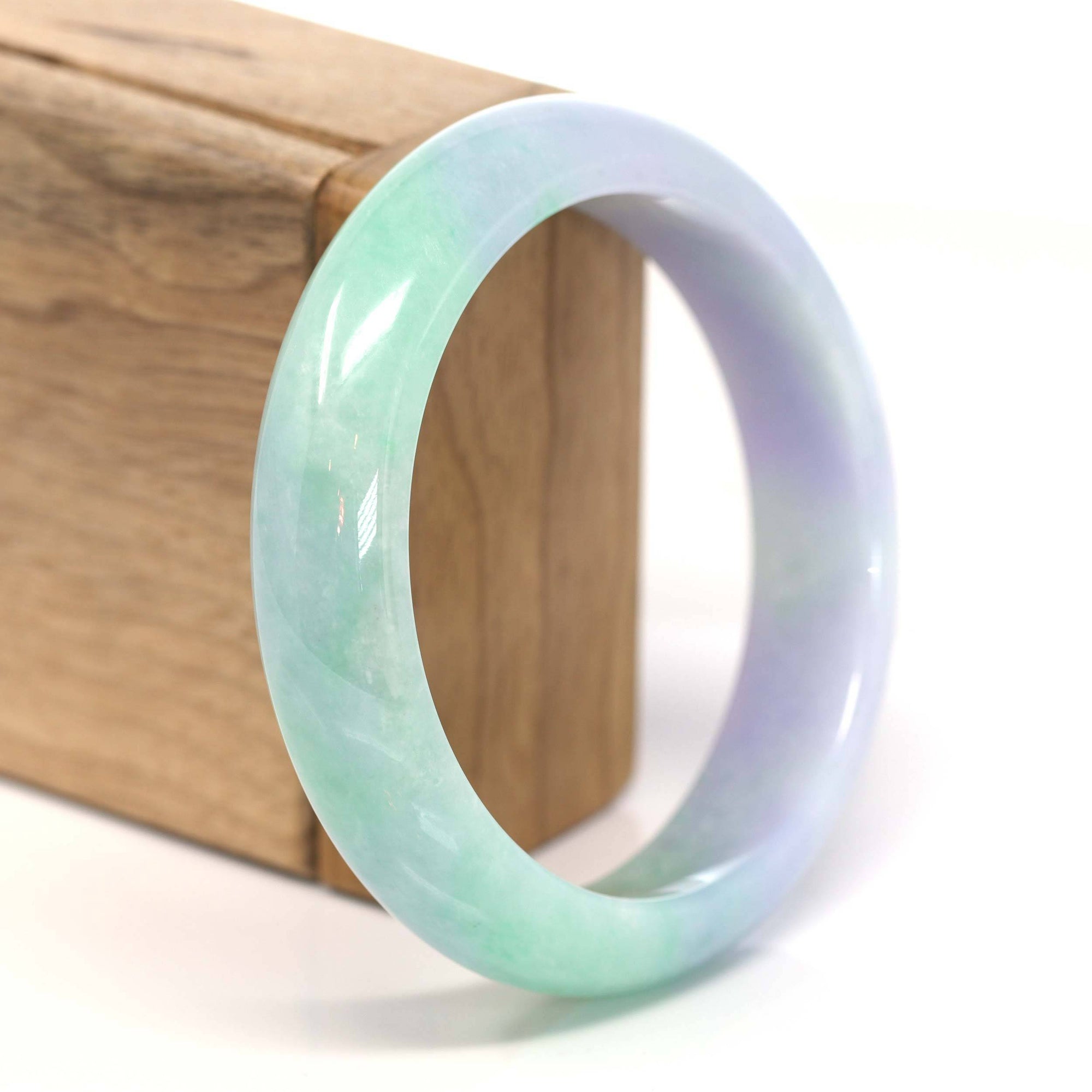 Baikalla Jewelry Jadeite Jade Bangle Bracelet Genuine Burmese Lavender & Green Jadeite Jade Bangle Bracelet ( 59.54 mm ) #209