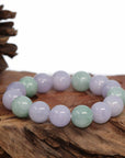 Baikalla Jewelry jade beads bracelet Jadeite Jade 13mm Round Green & Lavender Beads Bracelet ( 13 mm )