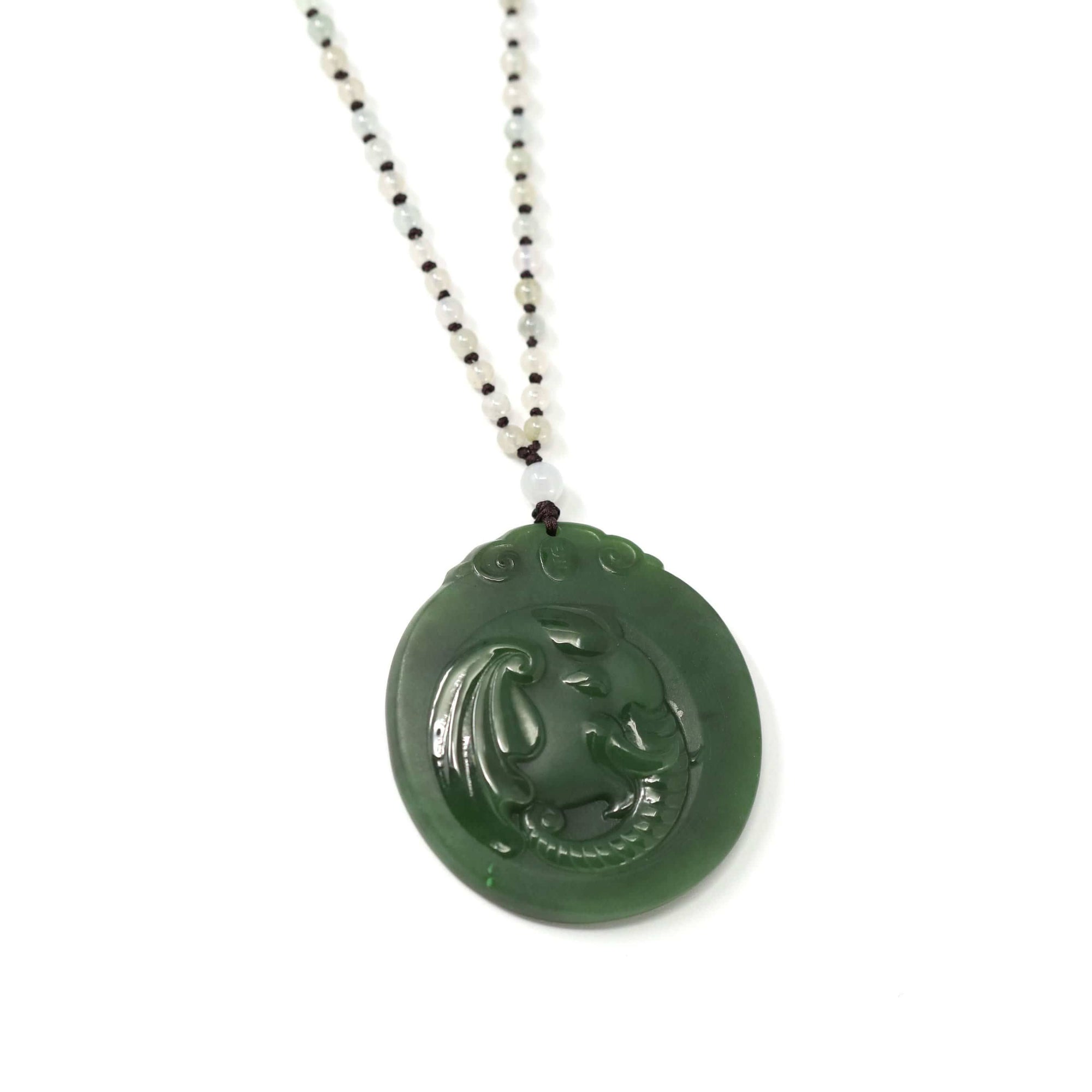 Baikalla Jewelry Baikalla™ &quot;Lucky Jade Elephant&quot; Nephrite Jade Necklace With Natural Jadeite Beads Necklace