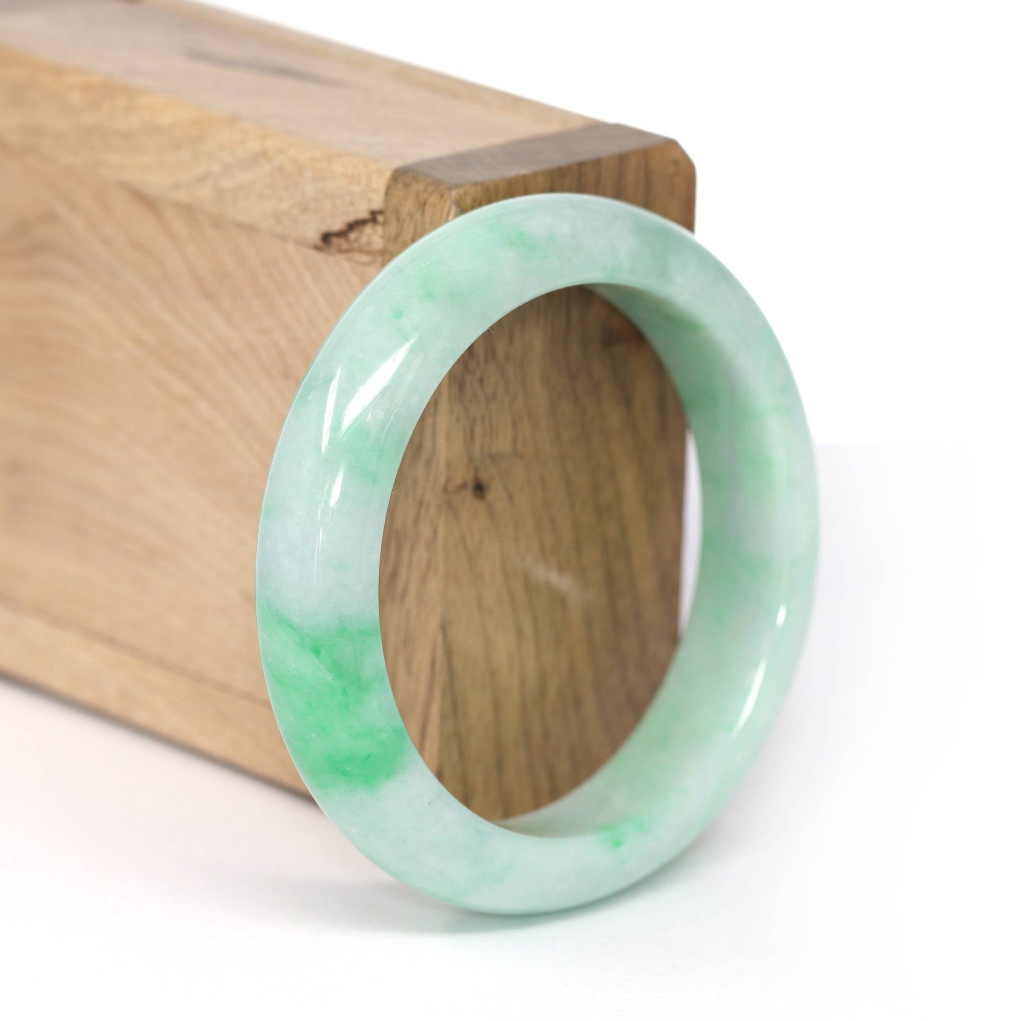 Baikalla Jewelry Jadeite Jade Bangle Bracelet Genuine Burmese Vibrant Green Jadeite Jade Bangle Bracelet (53 mm) #236