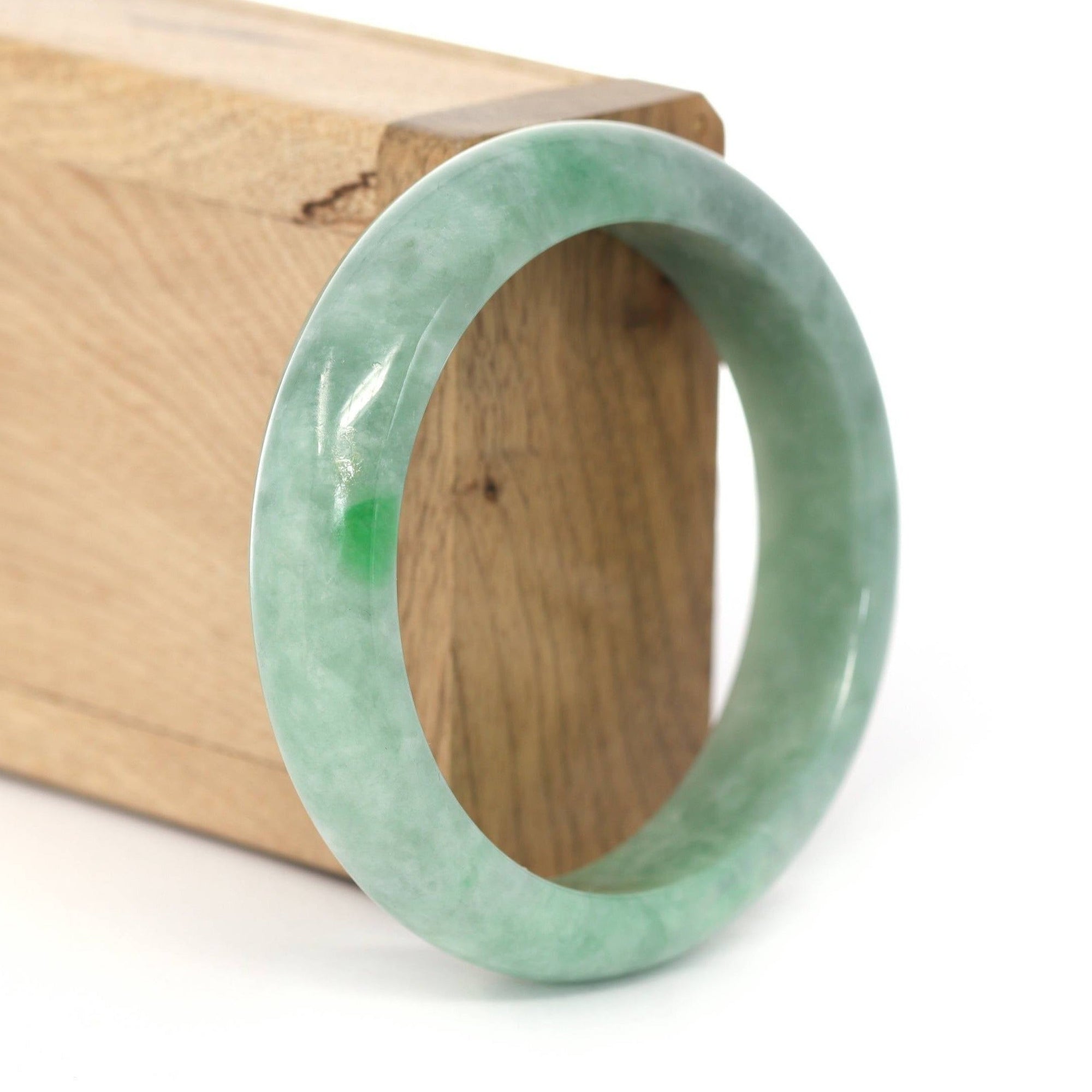 Baikalla Jewelry Jadeite Jade Bangle Bracelet Baikalla "Classic Bangle" Deep Green Natural Burmese Jadeite Jade Bangle ( 56.06mm )#450