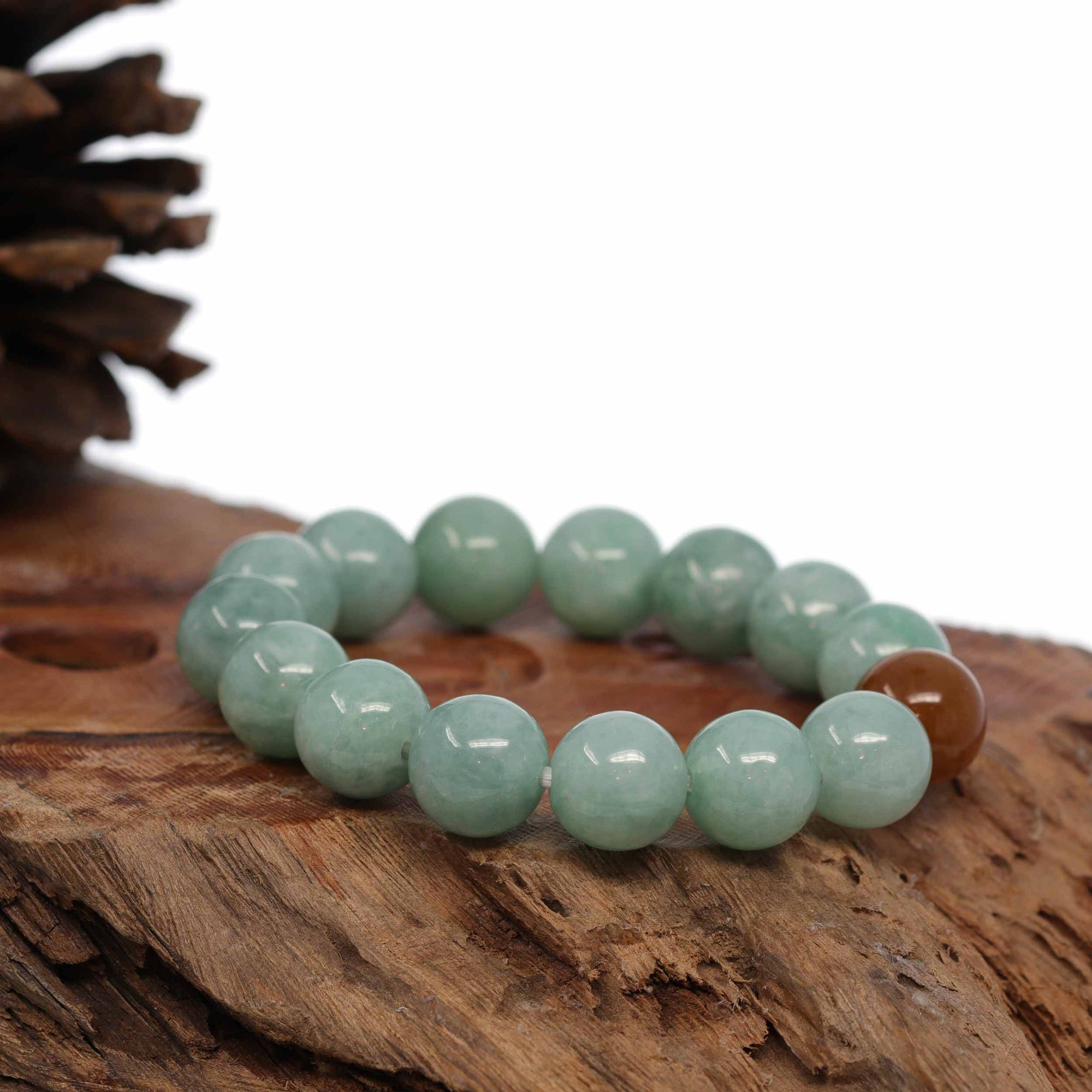 Baikalla Jewelry jade beads bracelet Jadeite Jade 13mm Round Green Beads Bracelet ( 13 mm )