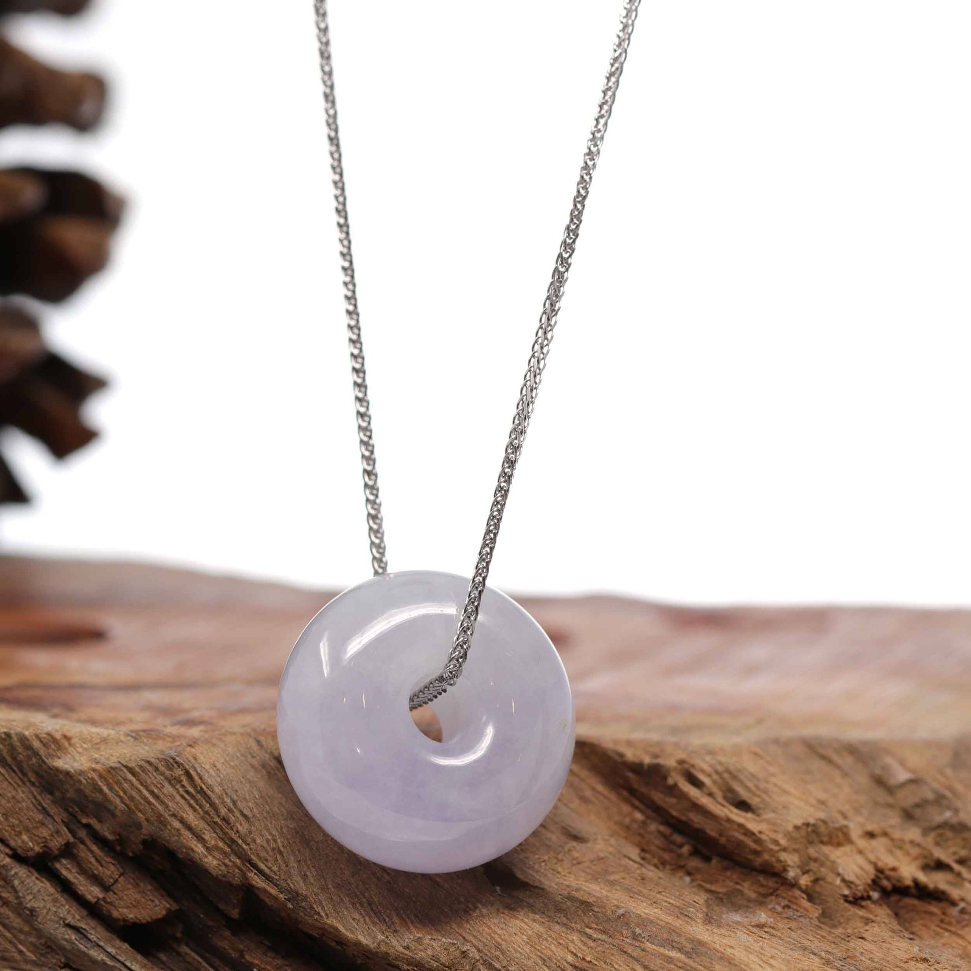 Baikalla Jewelry Jade Pendant Necklace Baikalla "Good Luck Button" Necklace Lavender Jadeite Jade Lucky Tong Tong Pendant Necklace