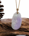 Baikalla Jewelry Jade Guanyin Pendant Necklace Genuine Lavender Jadeite Jade RuYi Pendant Necklace With 14K Yellow Gold Bail