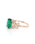 Baikalla Jewelry Gold Sapphire Ring 14k Rose Gold Lab-Created Emerald Ring With CZ