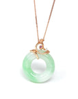 Baikalla Jewelry 18k Gold Jadeite Necklace Pendant Only Baikalla™ "Good Luck Birdie" 18k Rose Gold Genuine Burmese Jadeite Lucky Pendant Necklace With AA Ruby & Diamond