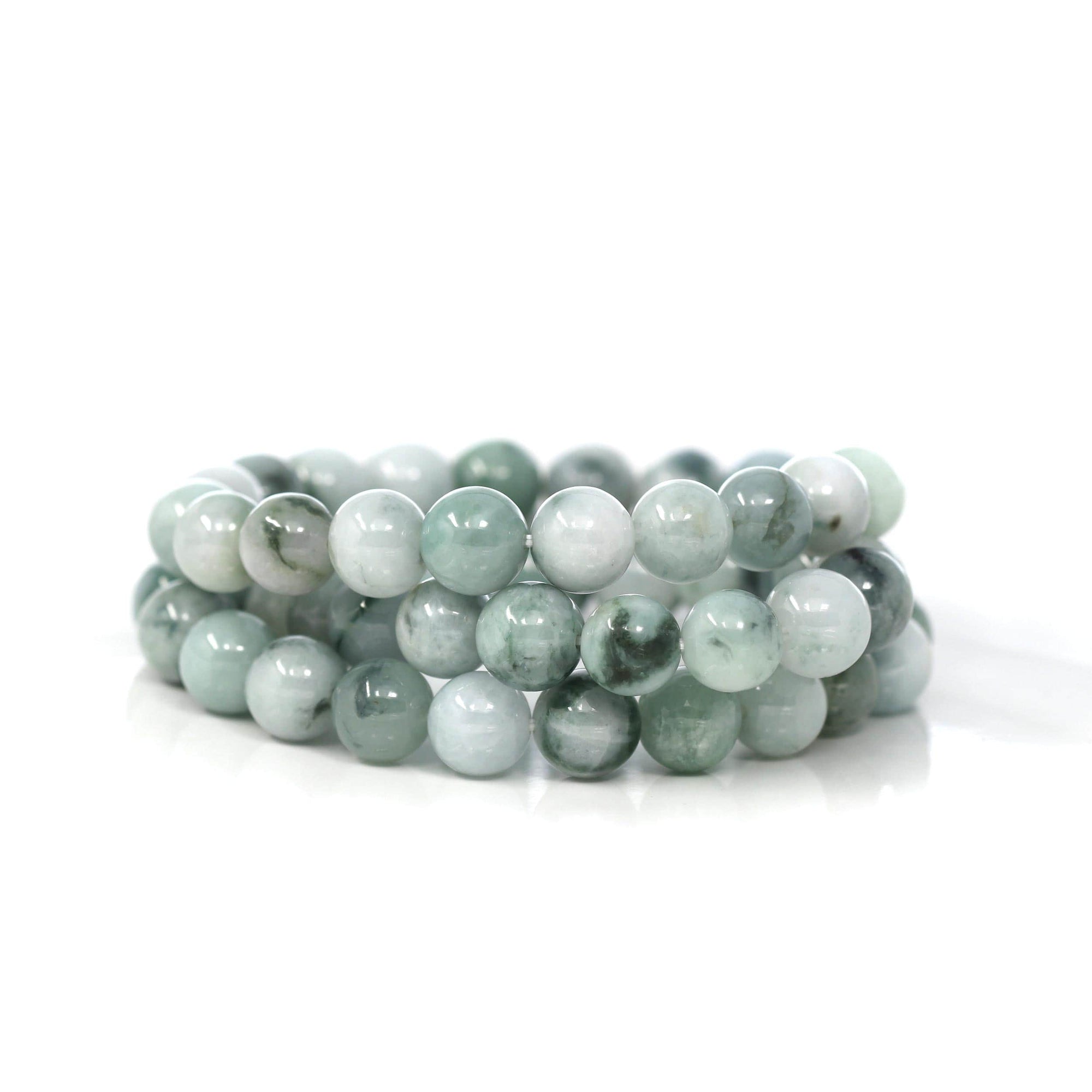 Baikalla Jewelry jade beads bracelet Jadeite Jade 10mm Round Blue Green Beads Bracelet (10mm)