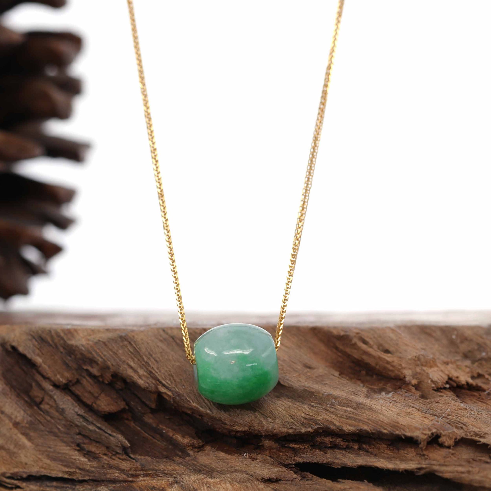 Baikalla Jewelry Jade Pendant Necklace Baikalla™ "Good Luck Button" Necklace Rich Forest Green Jade Lucky TongTong Pendant Necklace