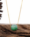 Baikalla Jewelry Jade Pendant Necklace Baikalla™ "Good Luck Button" Necklace Rich Forest Green Jade Lucky TongTong Pendant Necklace