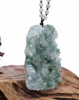 Baikalla Jewelry Jade Carving Necklace "Soring Dragon" Natural Jadeite Jade Blue Green Pendant Necklace For Men, Collectibles.