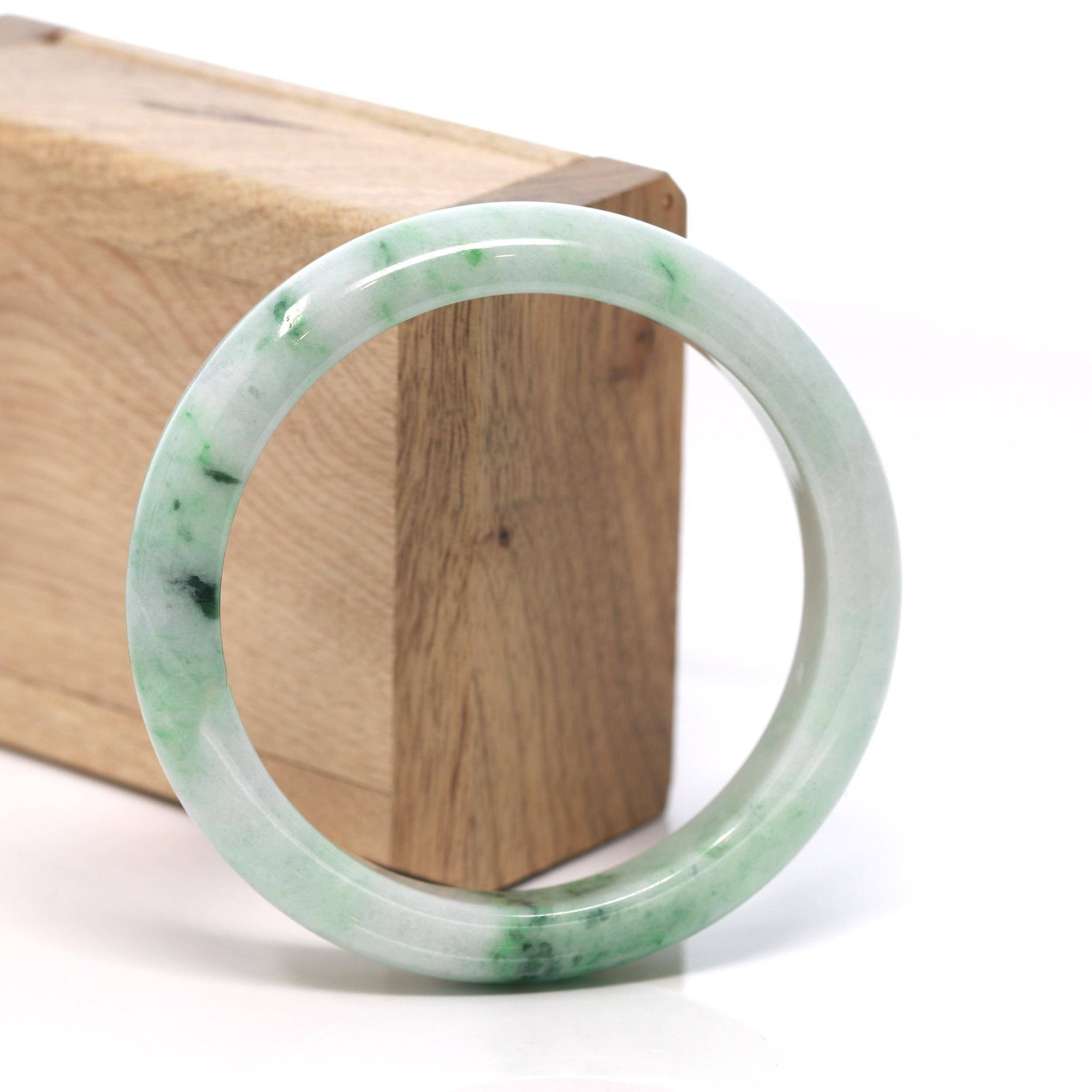 Baikalla Jewelry Jadeite Jade Bangle Bracelet Baikalla™ "Classic Bangle" Genuine Burmese Green Jadeite Jade Bangle Bracelet (58.4 mm) #168