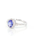 Baikalla Jewelry Gold Ruby Ring 14k White Gold Natural Oval Tanzanite Diamond Anniversary Ring