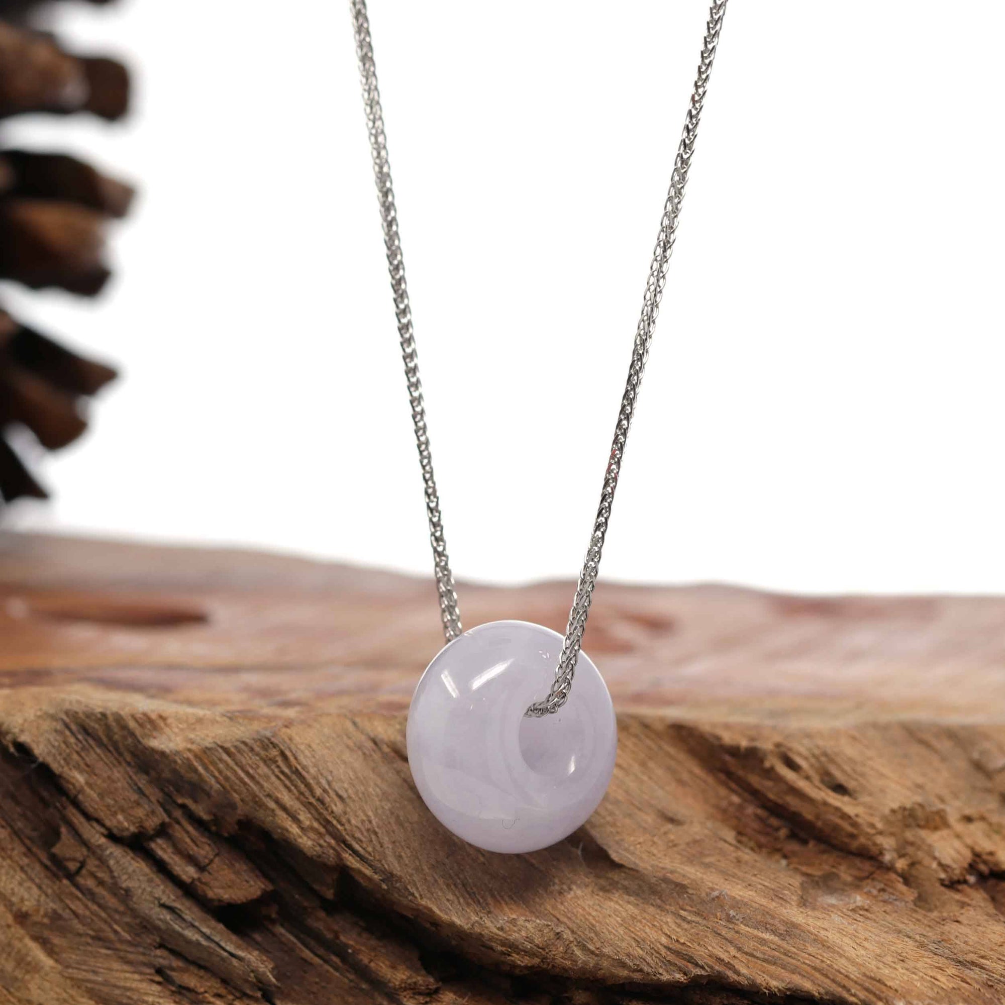 Baikalla Jewelry Jade Pendant Necklace Baikalla &quot;Good Luck Button&quot; Necklace Lavender Jadeite Jade Lucky KouKou Pendant Necklace