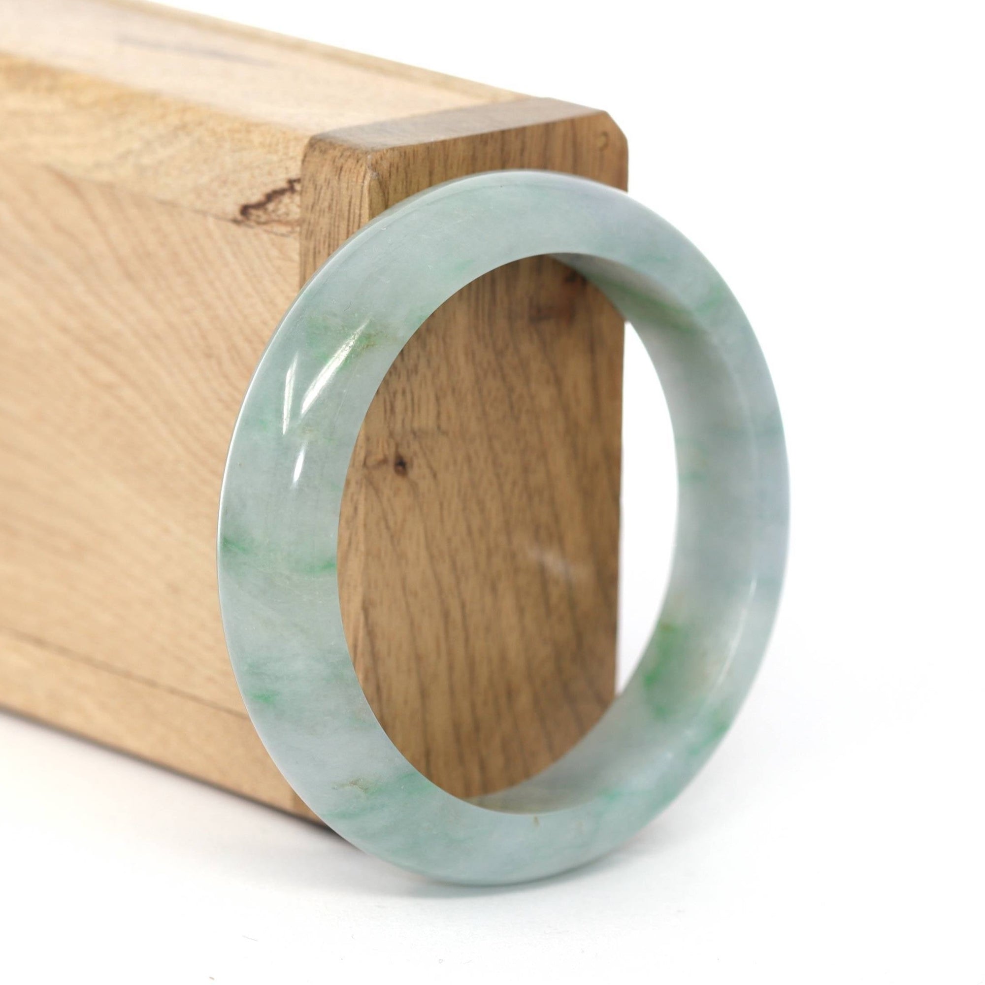 Baikalla Jewelry Jadeite Jade Bangle Bracelet Baikalla &quot;Classic Bangle&quot; Blue Green Natural Burmese Jadeite Jade Bangle ( 52.58 mm ) 