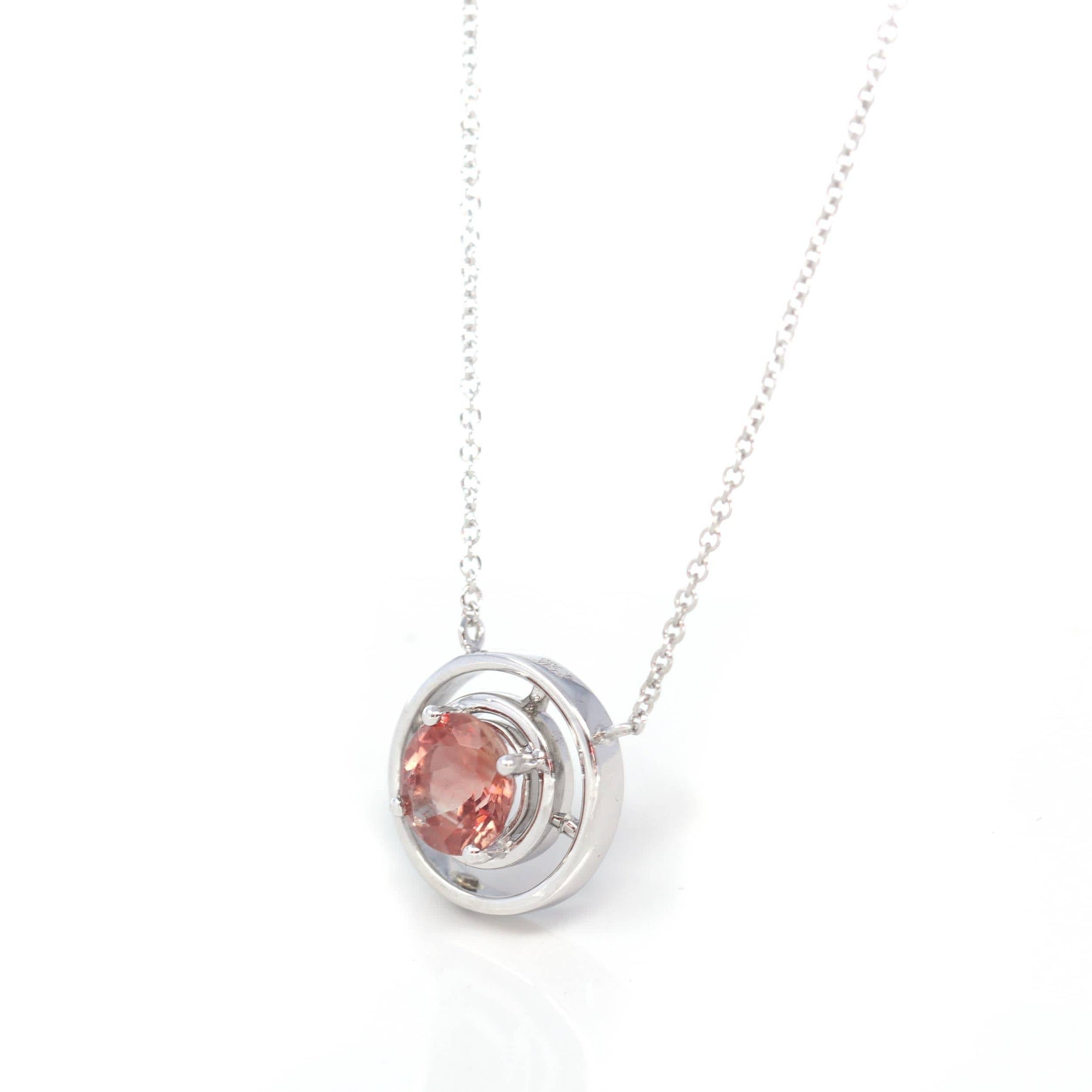 Baikalla Jewelry Gemstone Pendant Necklace 14k White Gold Genuine AAA Royal Red Sunstone Pendant Necklace