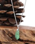 Baikalla Jewelry Jade Pendant Necklace Baikalla "Prosperity Every Year (年年有鱼)" Lucky Fish Carving Pendant Necklace Natural Green Jadeite Jade JG154