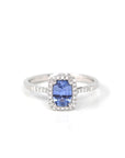 Baikalla Jewelry Gold Sapphire Ring 5 14k White Gold Natural Blue Sapphire Ring with Diamonds