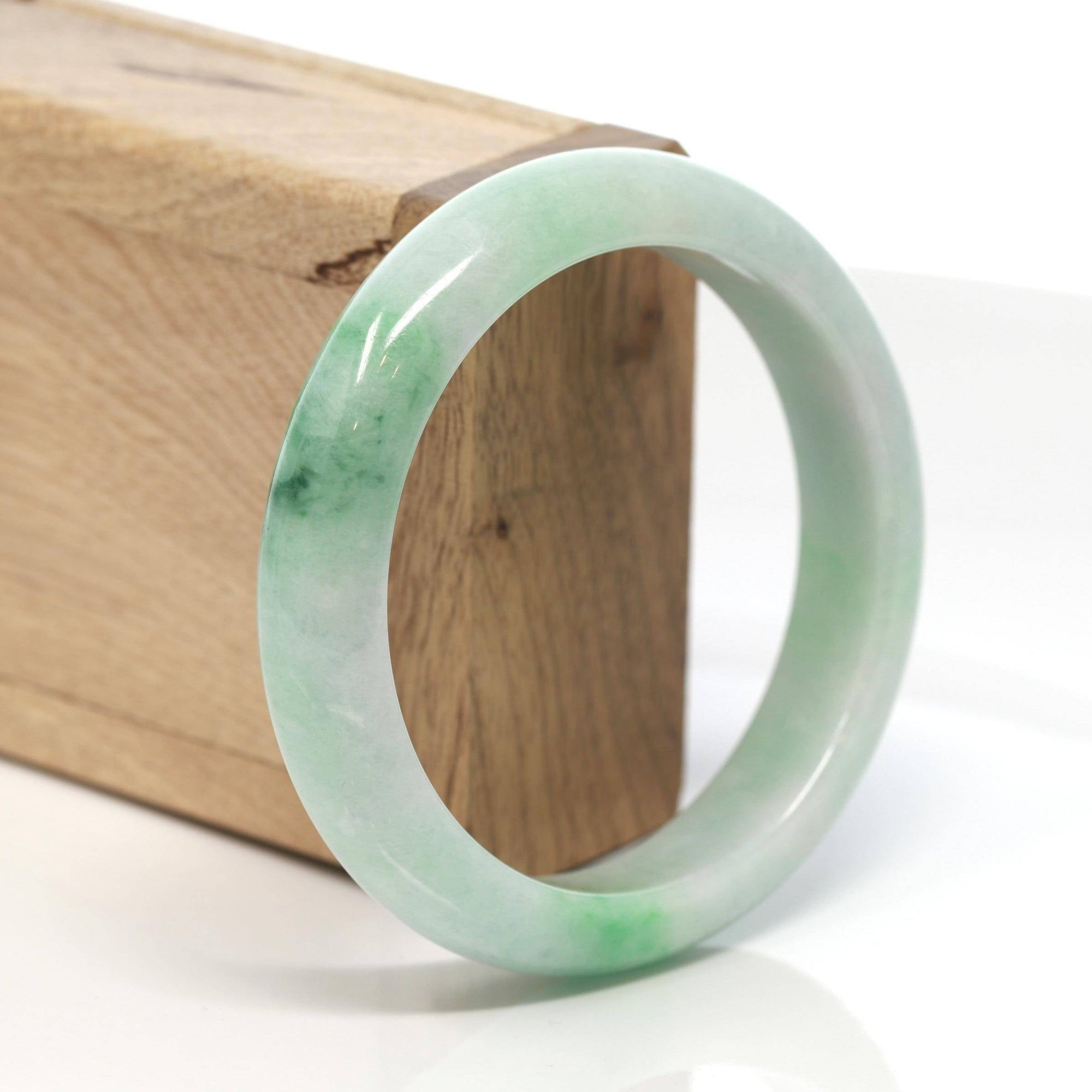 Baikalla Jewelry Jadeite Jade Bangle Bracelet Baikalla™ "Classic Bangle" Genuine Burmese Green Jadeite Jade Bangle Bracelet ( 58.15 mm) #132