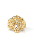 Baikalla Jewelry Gold Diamond Men's Ring 14k Solid Yellow Gold Nugget Men's Lion Band Ring