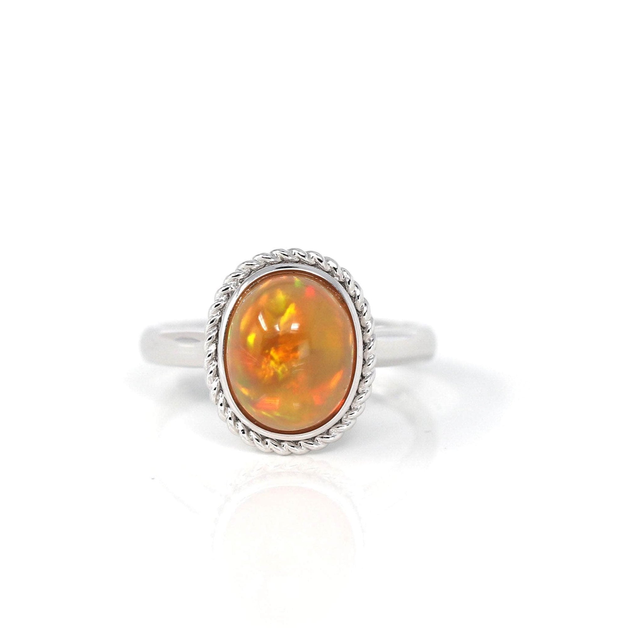 Baikalla Jewelry Gold Opal Ring 8 Baikalla™ &quot;Charlotte&quot; 18K Gold Ethiopian Opal Rope Ring