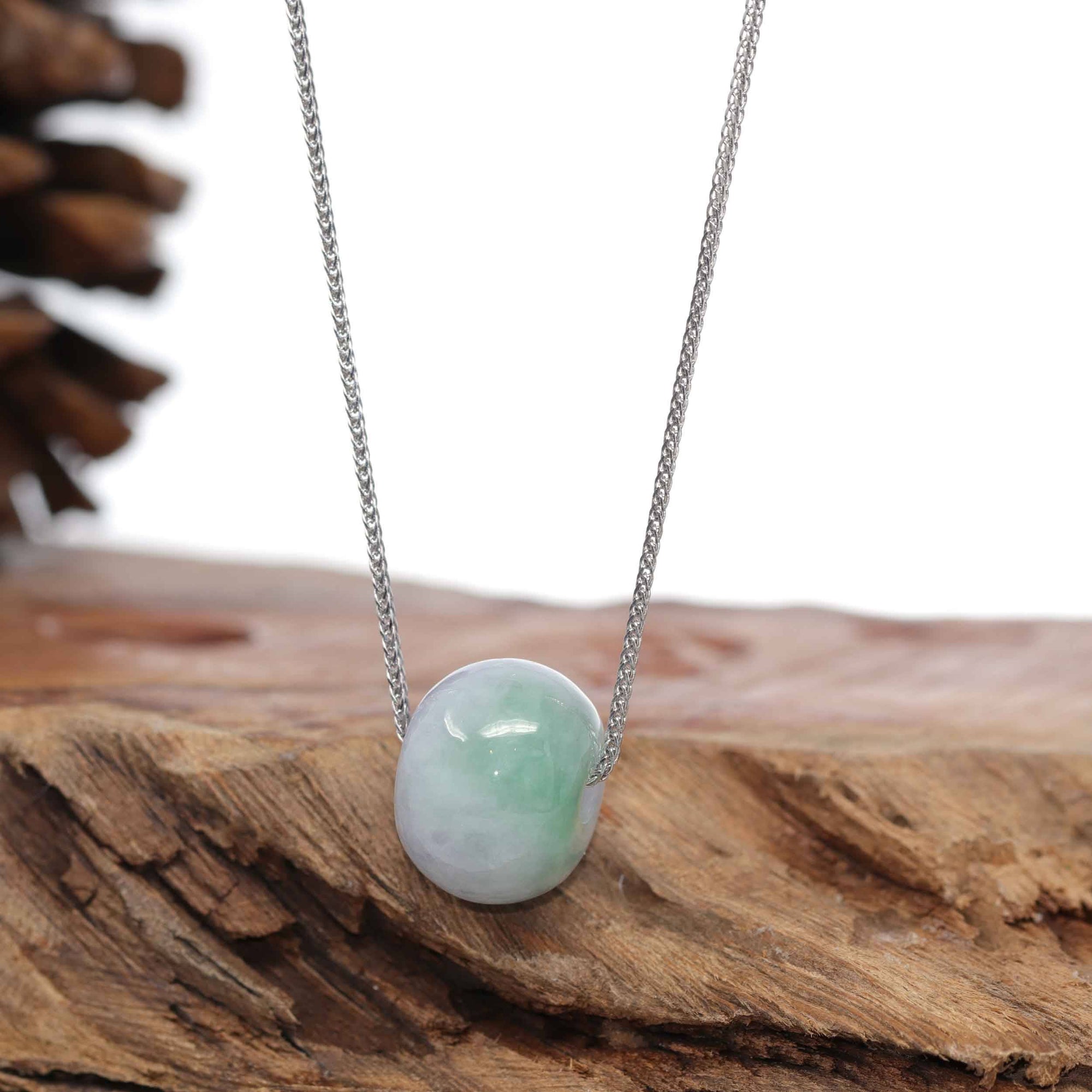 Baikalla Jewelry Jade Pendant Necklace Baikalla "Good Luck Button" Necklace Green & Lavender Jadeite Jade Lucky Tong Tong Pendant Necklace