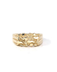 Baikalla Jewelry Gold Diamond Men's Ring 7 14k Solid Yellow Gold Nugget Men's Band Ring