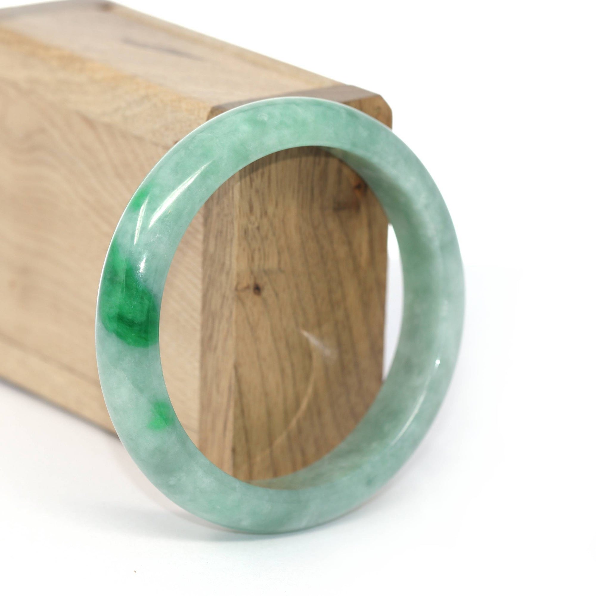 Baikalla Jewelry Jadeite Jade Bangle Bracelet Genuine Burmese Forest Green Jadeite Jade Bangle Bracelet (58.3 mm) #257