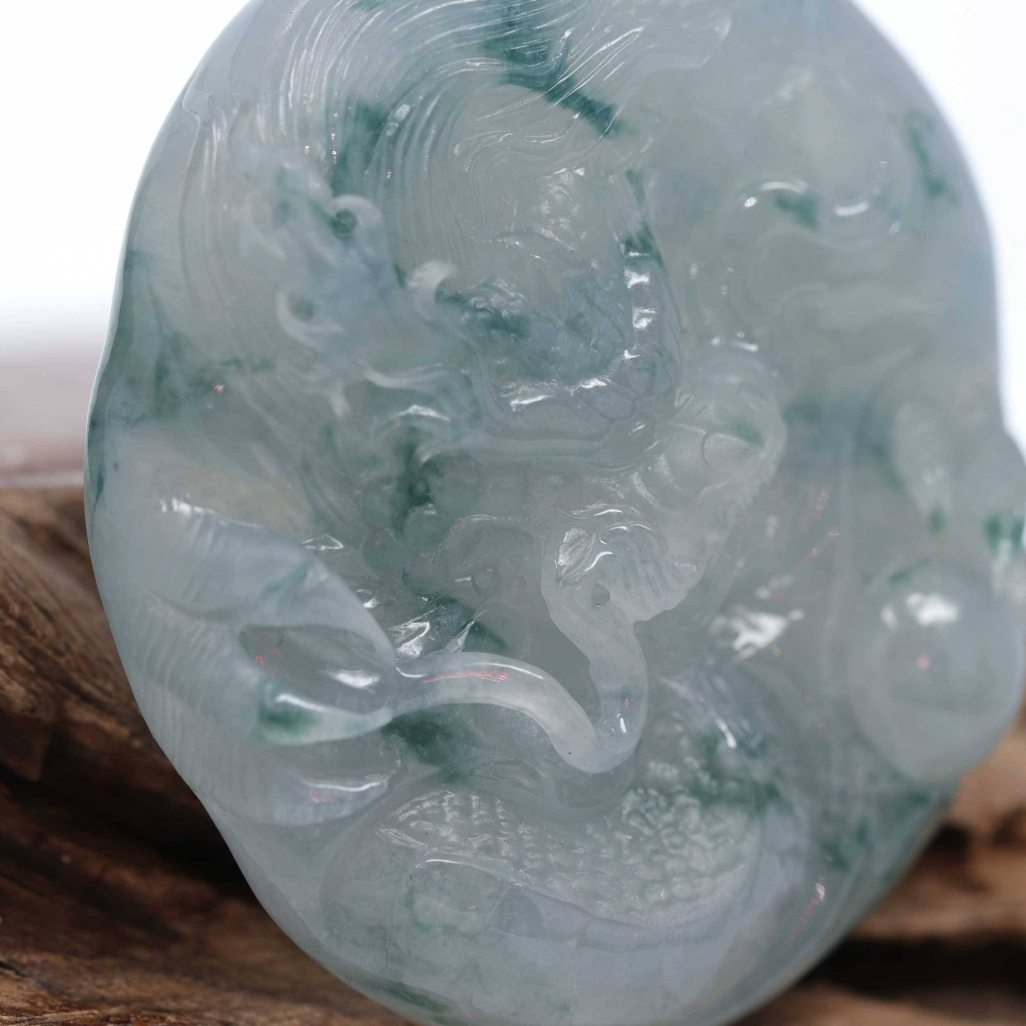 Baikalla Jewelry Jade Carving Necklace Baikalla™ "Soring Dragon" Natural Jadeite Jade Blue Green Pendant Necklace For Men, Collectibles.