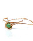 Baikalla Jewelry Gold Jade Bracelet 18k Rose Gold "Morning Glory" Half Bracelet Bangle with Green Imperial Jade & Diamonds