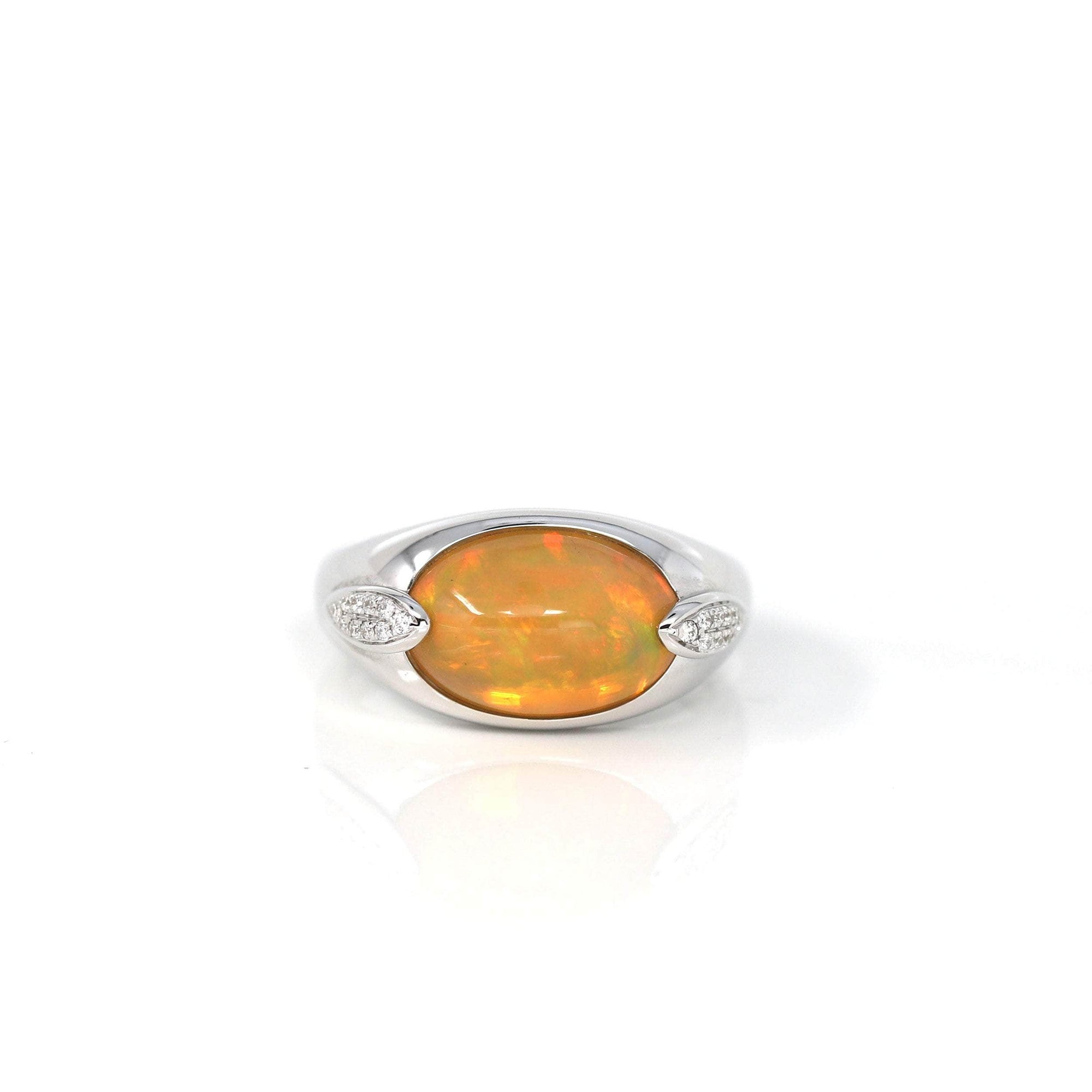 Baikalla Jewelry Gold Opal Ring &quot;Charlotte&quot; 18K Gold Ethiopian Opal Men&#39;s Ring