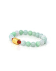 Baikalla Jewelry jade beads bracelet 24K Pure Yellow Gold Buddha Symbol Tongtong With Genuine Green Jadeite Beads Bracelet ( 9 mm )