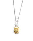 Baikalla Jewelry Gemstone Pendant Necklace Pendant Only 18k White Gold Genuine Citrine & Diamonds Pendant Necklace with Diamond