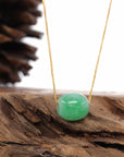 Baikalla Jewelry Jade Pendant Necklace Baikalla™ "Good Luck Button" Necklace Rich Apple Green Jade Lucky TongTong Pendant Necklace