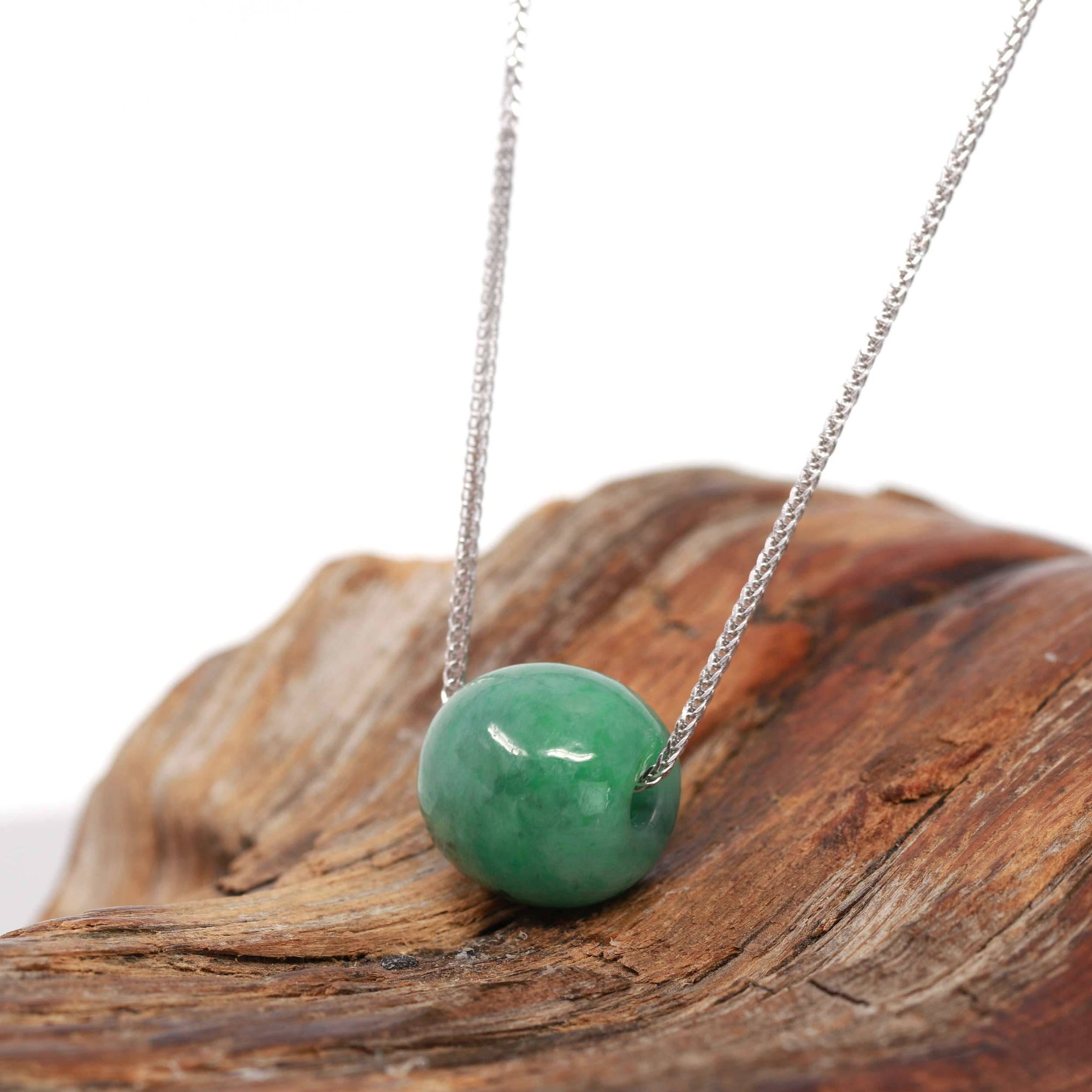 Baikalla Jewelry Jade Pendant Necklace Baikalla™ "Good Luck Button" Necklace Real Blue-Green Jade Lucky TongTong Pendant Necklace